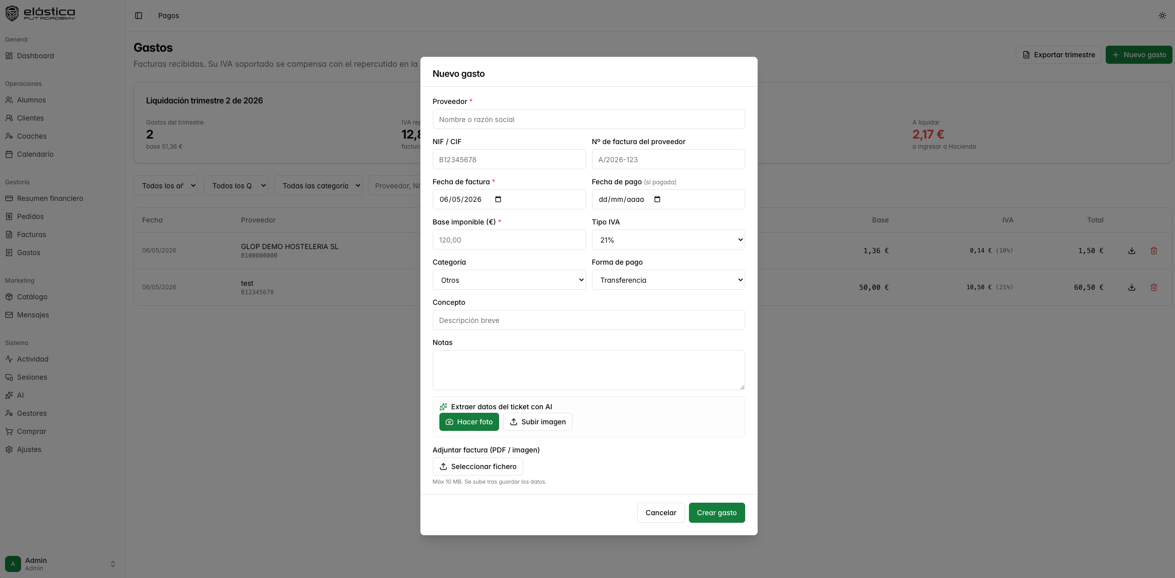 AI-powered expense module