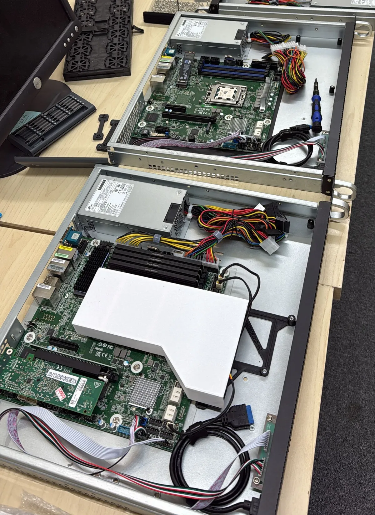Servers being assembled on AP's workbench