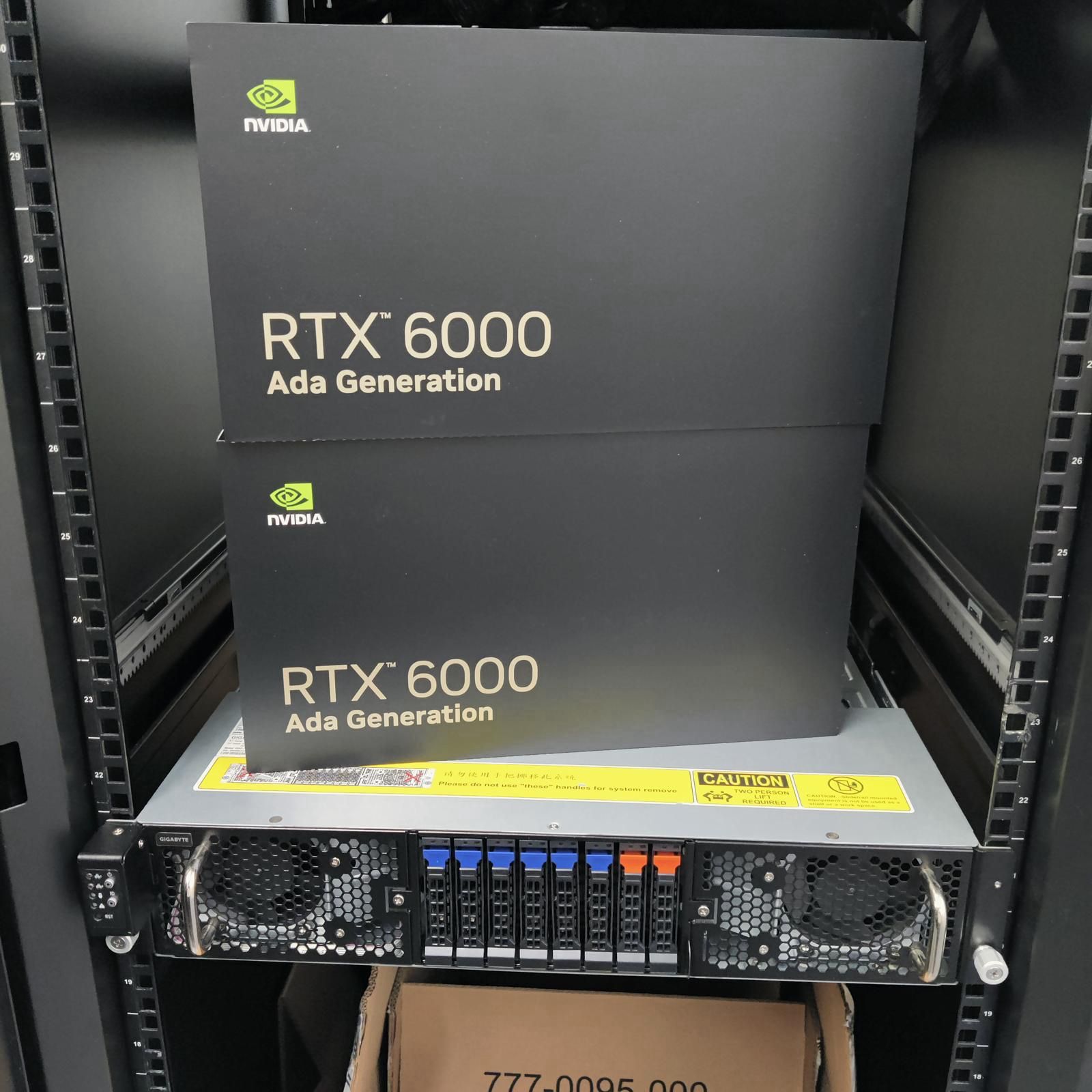 NVIDIA RTX 6000 Ada Generation cards and rack server on the AS215691 network